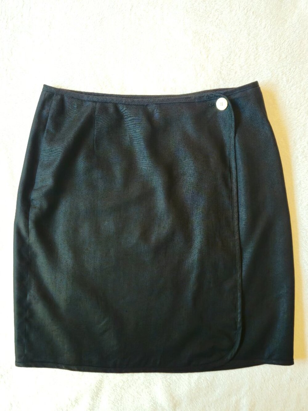 Liz Claiborne VTG 90's Women's Black Lined Linen Wrap Skirt Office Career Sz 16